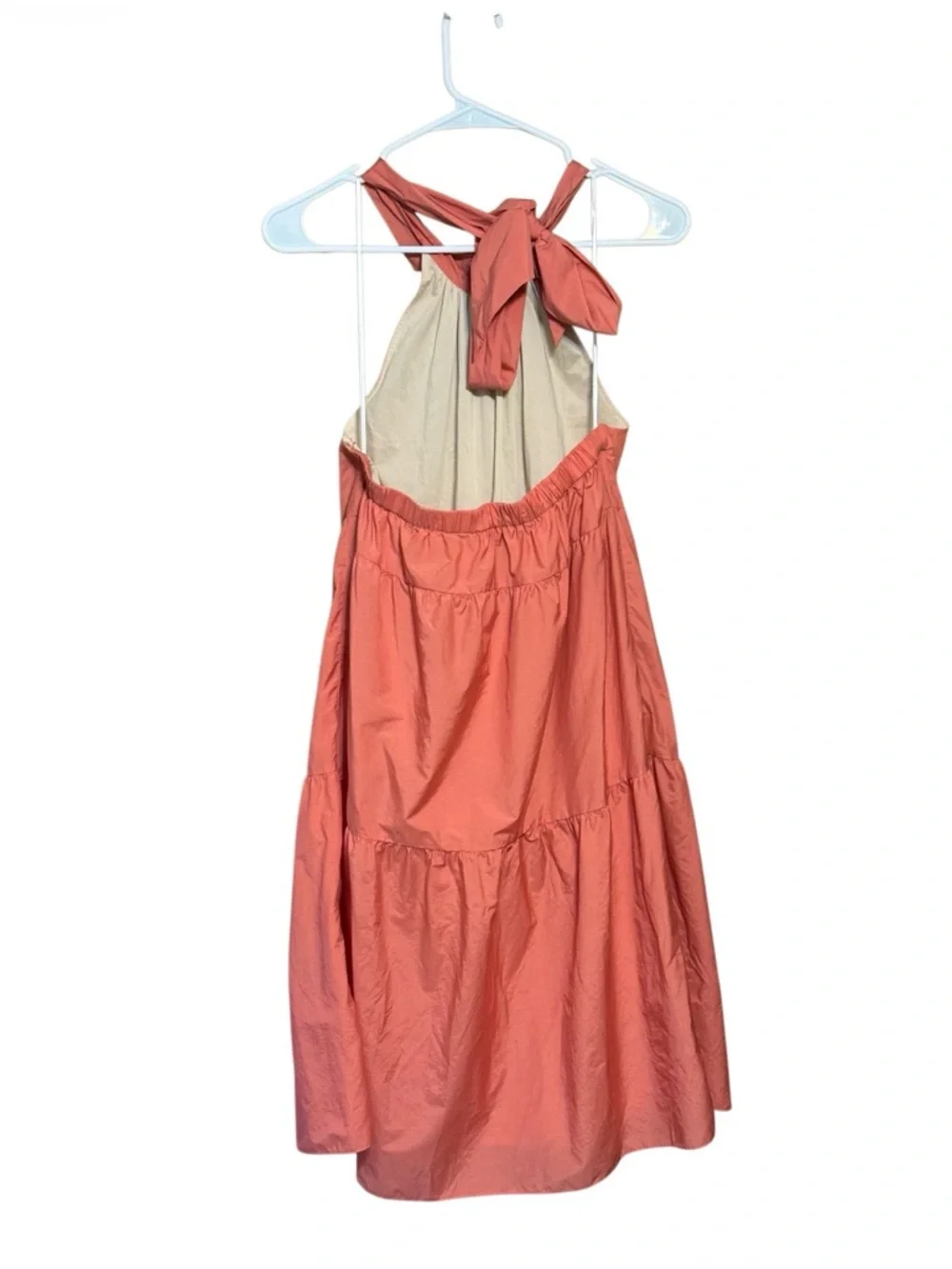 Theory Coral Halter Tiered Mini Dress Small Sleeveless Resort
